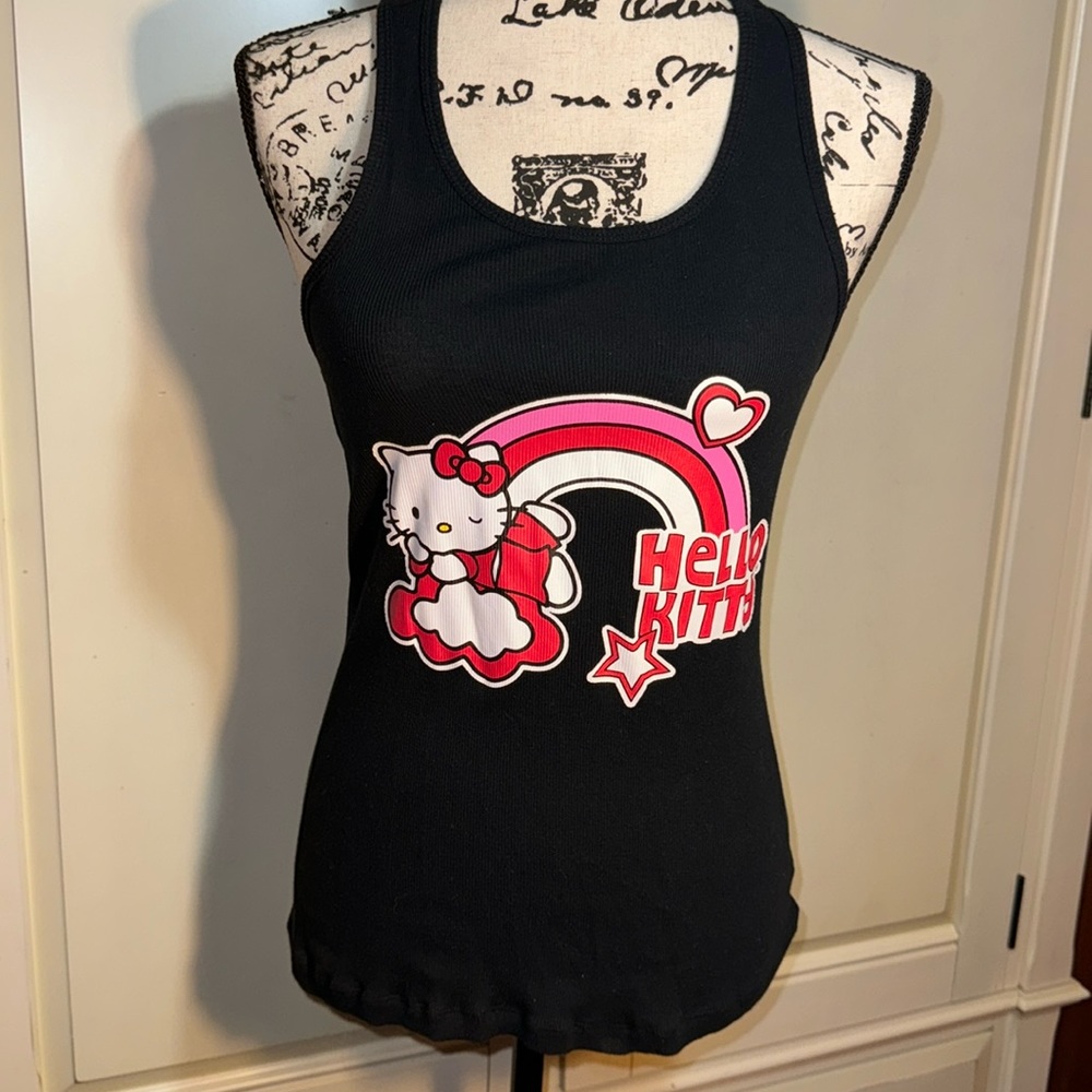 Hello Kitty Sanrio Retro Black Tank Top Juniors size Large slim fit